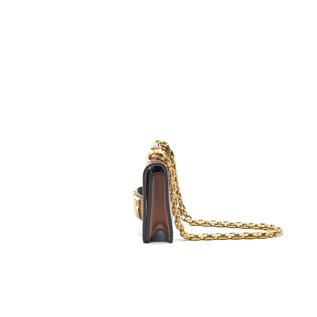 DIOR J'A DIOR MINI WALLET ON CHAIN PINK BEIGE GHW