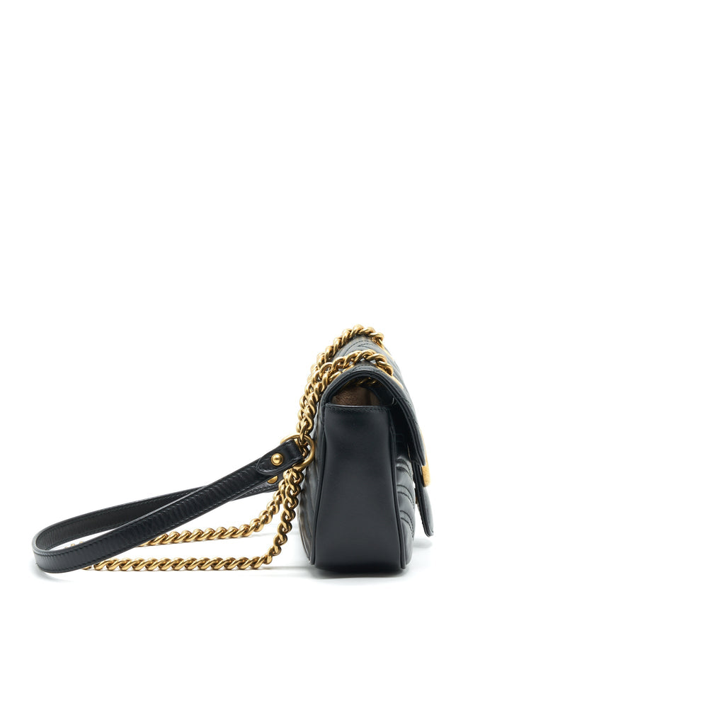 GUCCI GG MARMONT MINI BAG BLACK WITH GHW