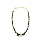 Chanel Chain Necklace with CC Logo and Camellias