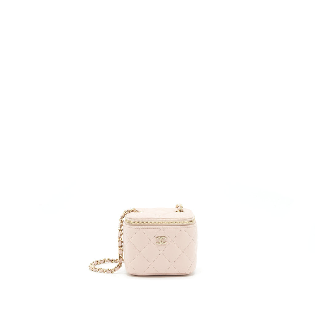 Chanel Mini Vanity Case With Chain Caviar Light Beige LGHW