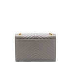 Saint Laurent Envelope Large Bag Calfskin Grey GHW