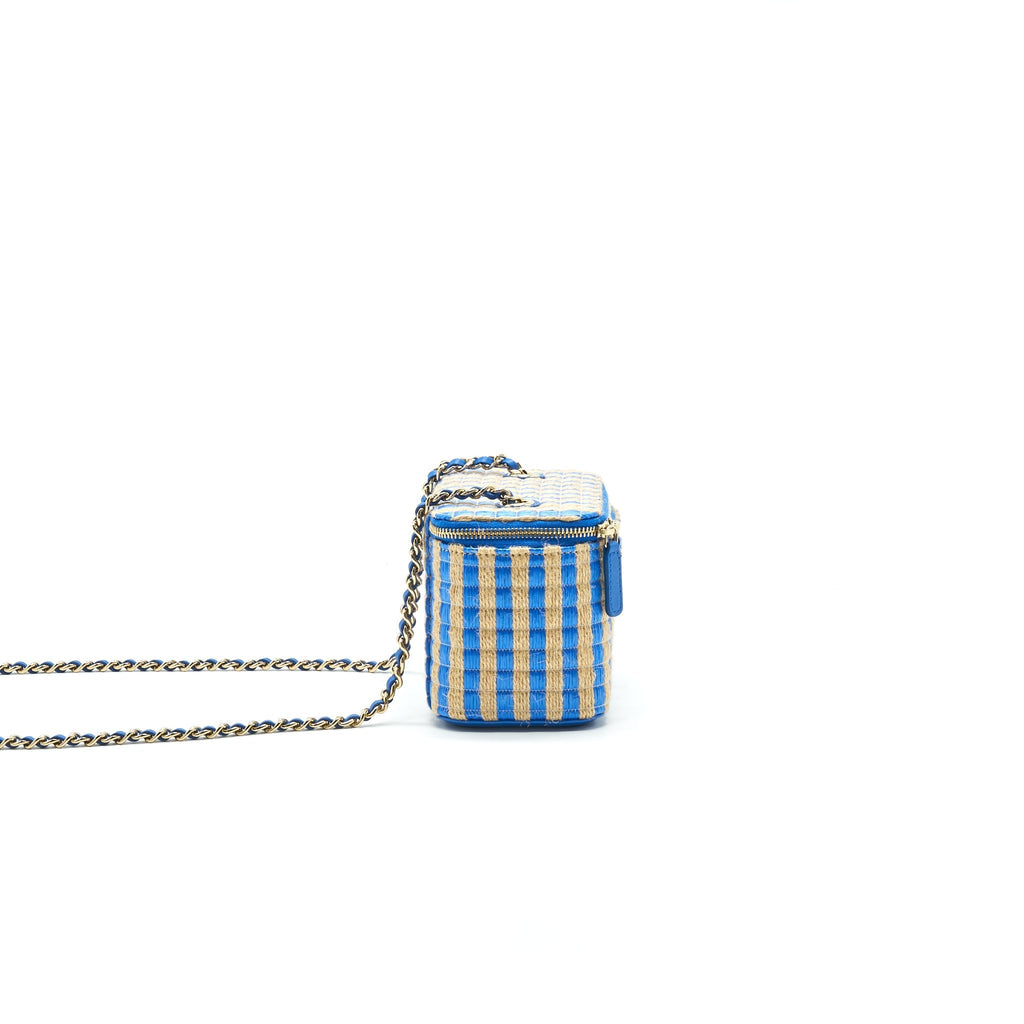 Chanel Vanity with Chain Blue & Beige