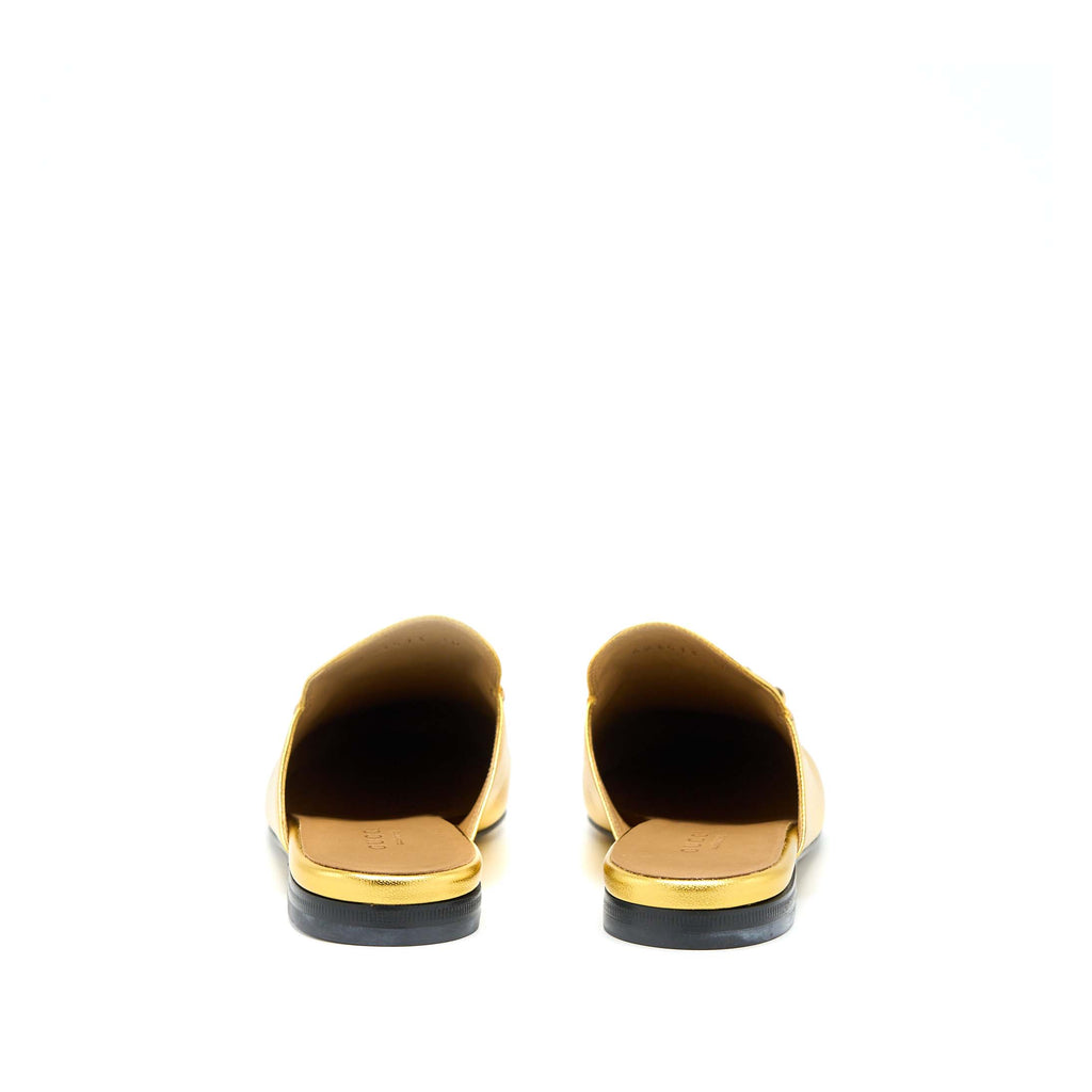 Gucci Size 38 Princetown Slipper Gold With GHW