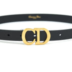 Dior size75 20mm Saddle Belt Calfskin Black GHW