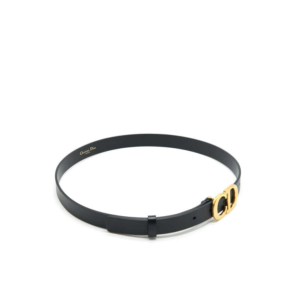 Dior size75 20mm Saddle Belt Calfskin Black GHW