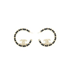 Chanel 22P Round CC Black Earrings LGHW
