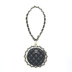 Chanel Round Clutch With Chain Lambskin Black LGHW