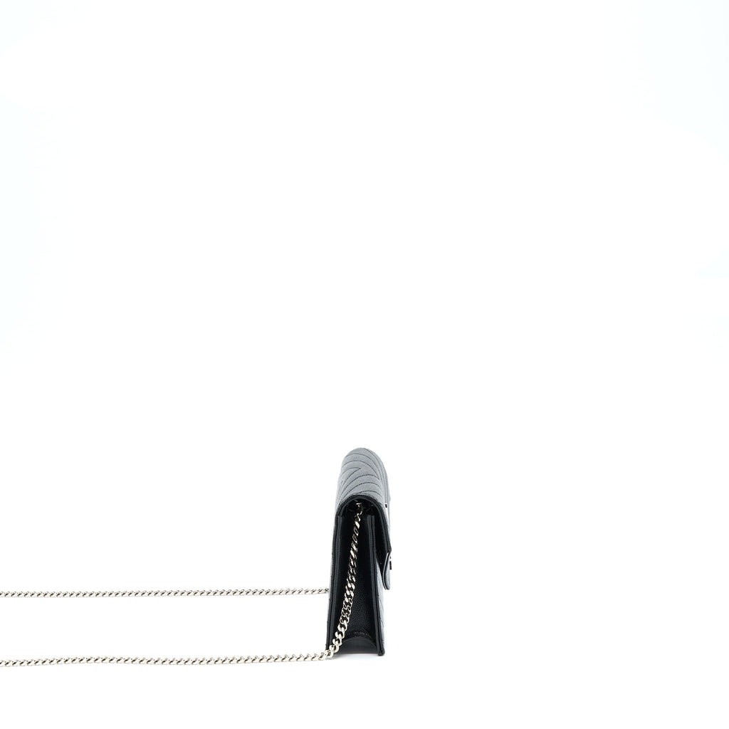 Saint Laurent/YSL Envelop Chain Wallet Caviar Black SHW