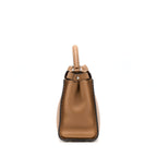 Fendi Medium Peekaboo Tote Bag Grained Calfskin Caramel SHW