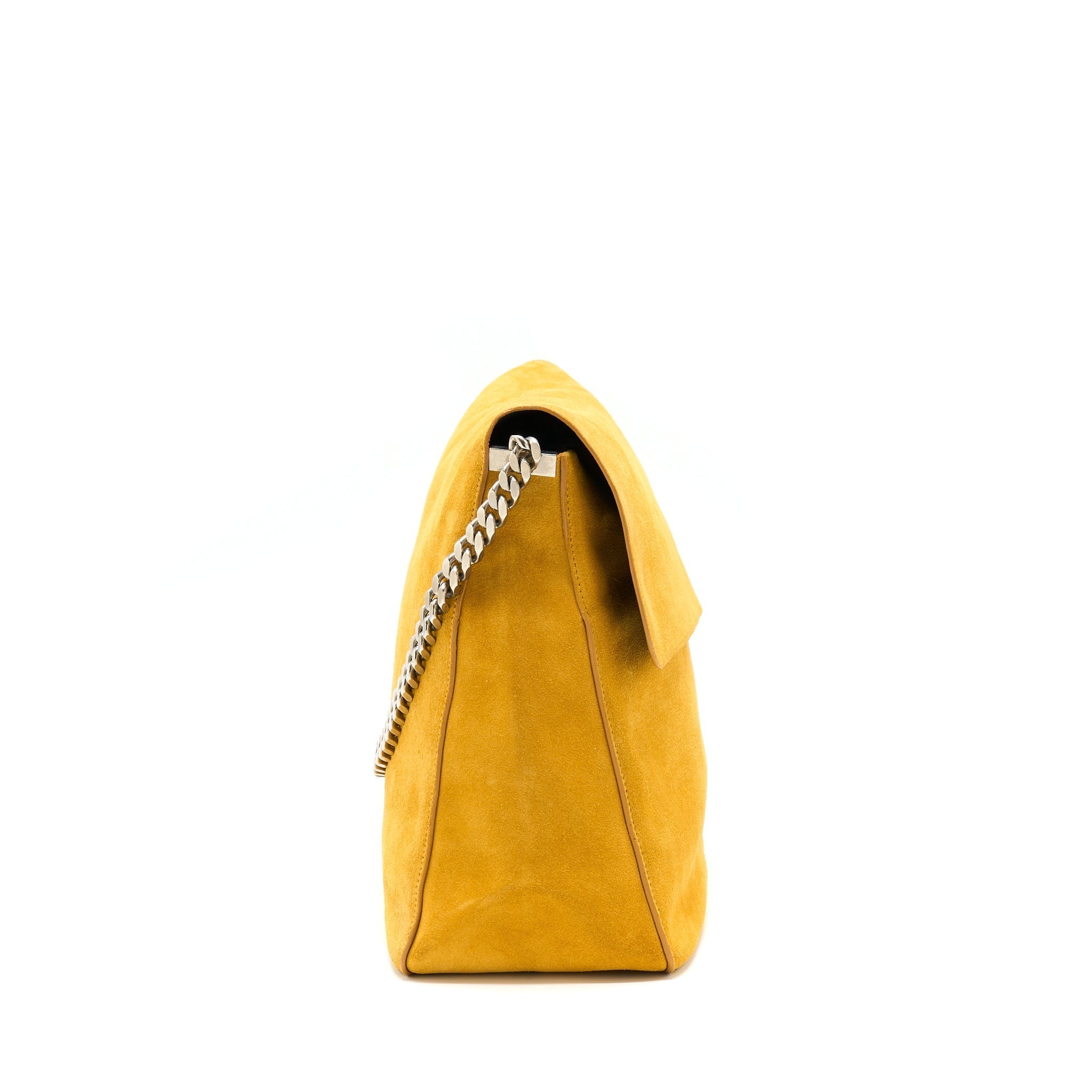 Celine Flap Shoulder Bag Suede Mustard Yellow