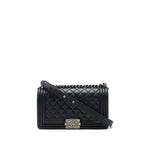 Chanel Medium Boy Calfskin Black Ruthenium Hardware