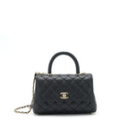 Chanel Small Coco Handle Caviar Black LGHW (Microchip)
