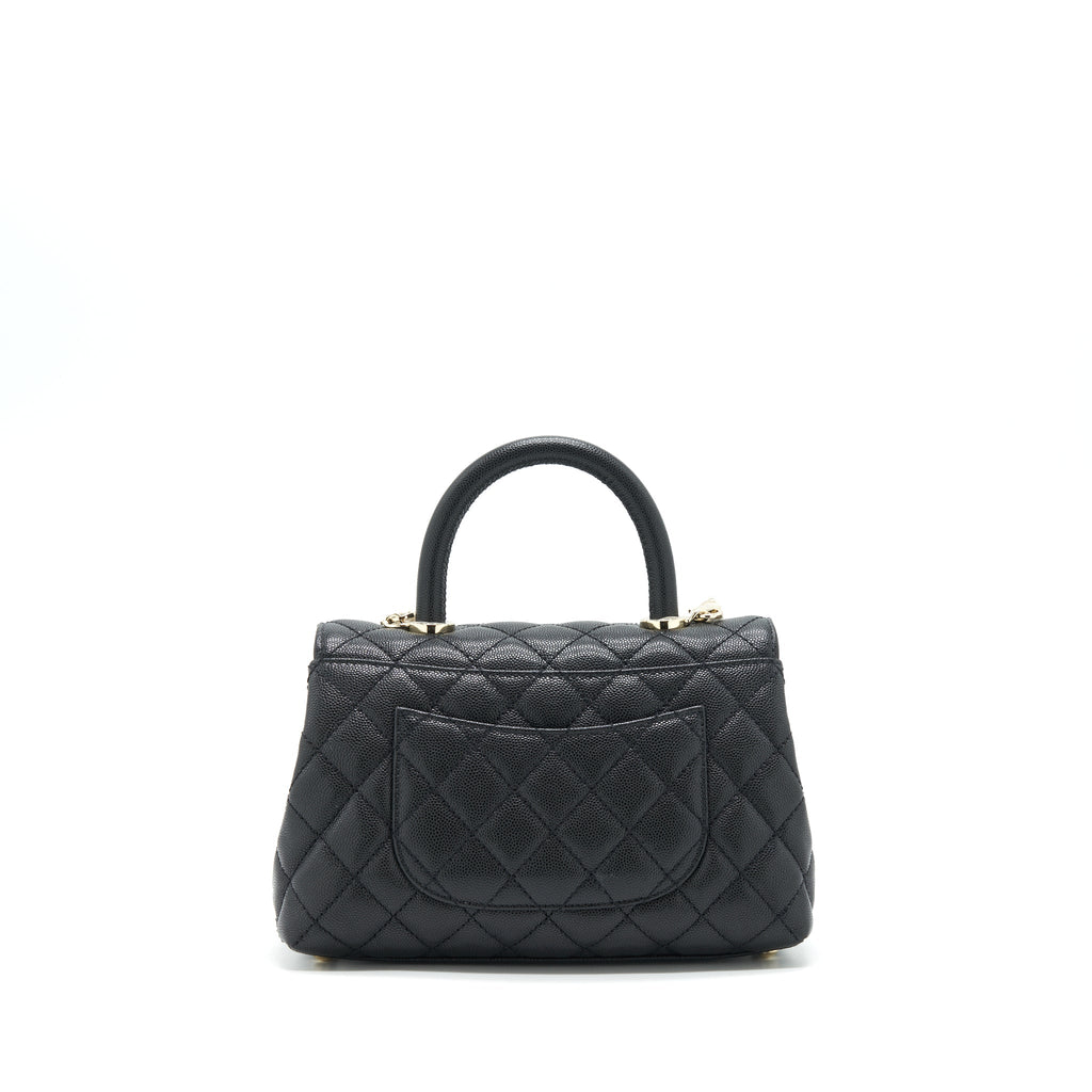 Chanel Small Coco Handle Caviar Black LGHW (Microchip)