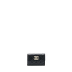 Chanel 22S Detailed Logo Mini Flap Card Holder Caviar Black LGHW