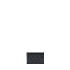 Chanel 22S Detailed Logo Mini Flap Card Holder Caviar Black LGHW