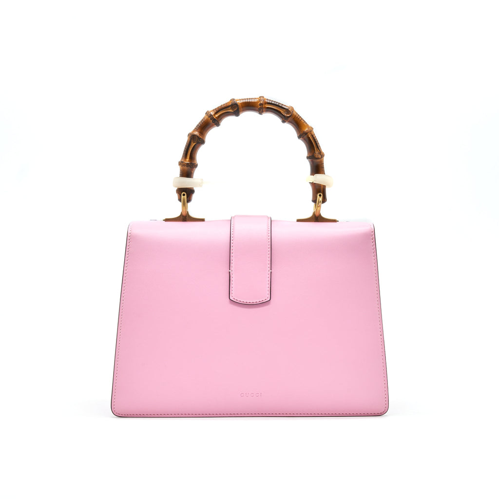 Gucci Dionysus Bamboo Top Handle Bag Embroidered Leather Medium Pink
