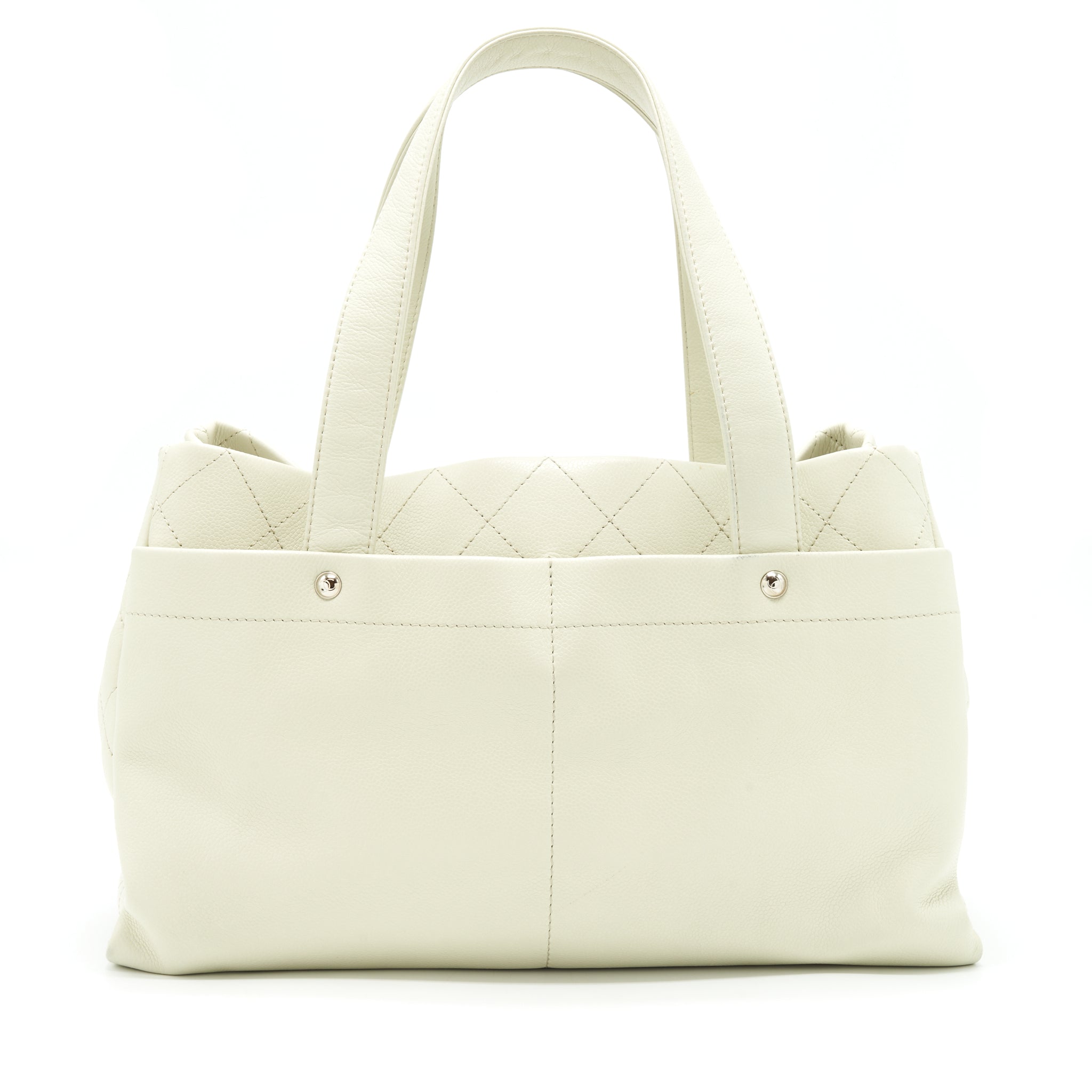 Chanel Large Shopping Tote Bag Caviar Ivory SHW