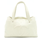 Chanel Large Shopping Tote Bag Caviar Ivory SHW