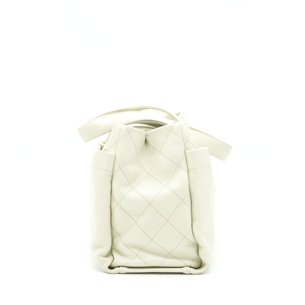 Chanel Large Shopping Tote Bag Caviar Ivory SHW