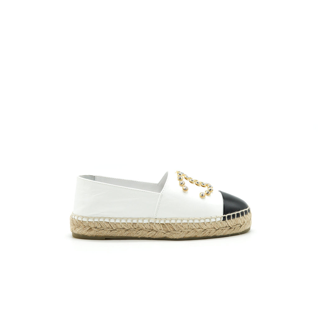 CHANEL White & Black Espadrilles Size35