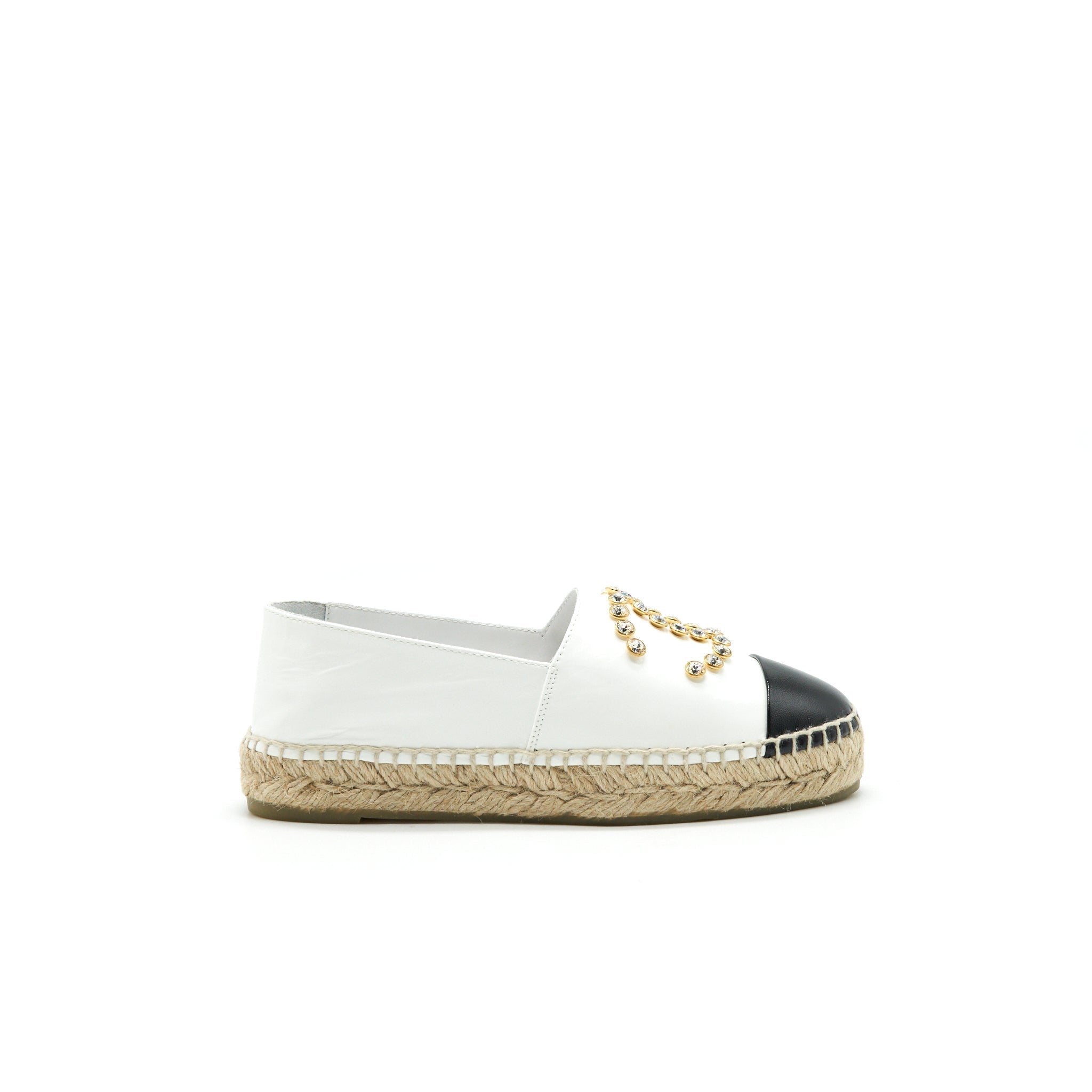 CHANEL White & Black Espadrilles Size35