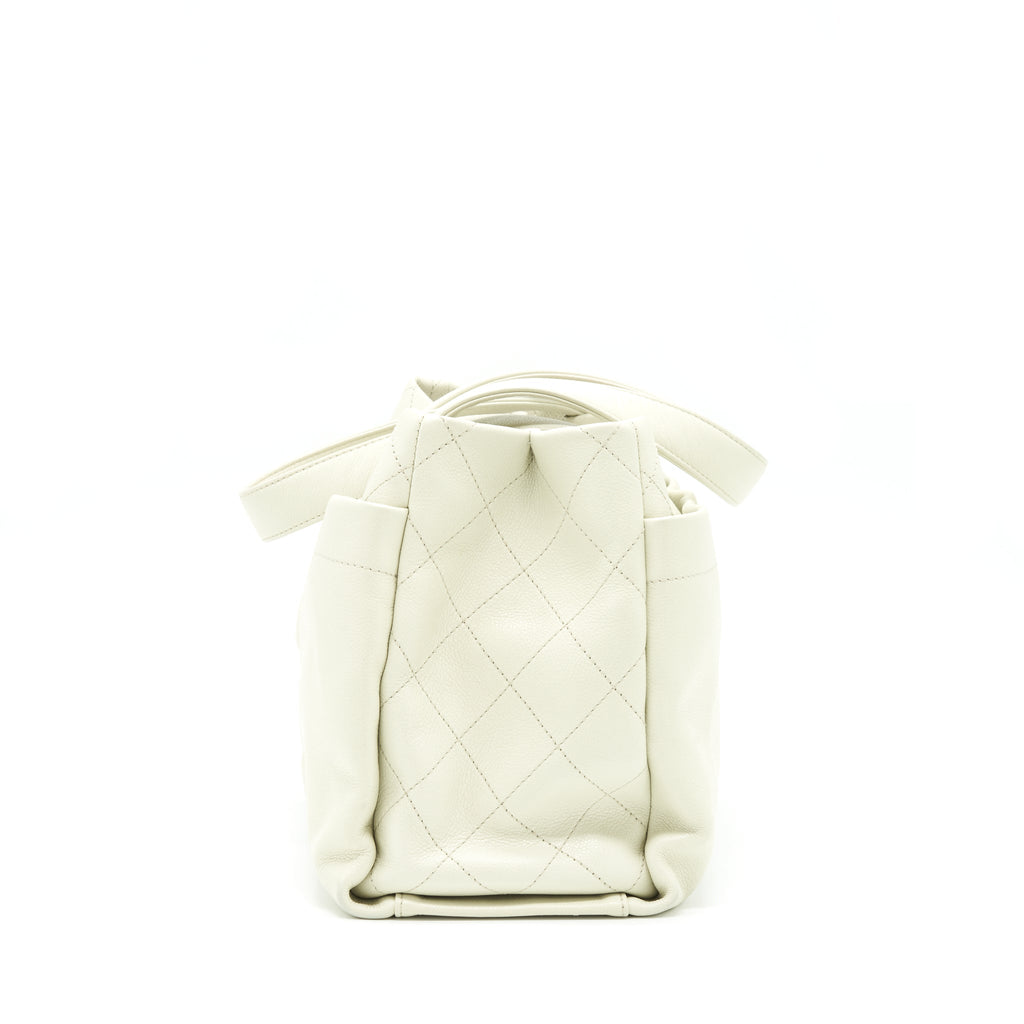 Chanel Large Shopping Tote Bag Caviar Ivory SHW