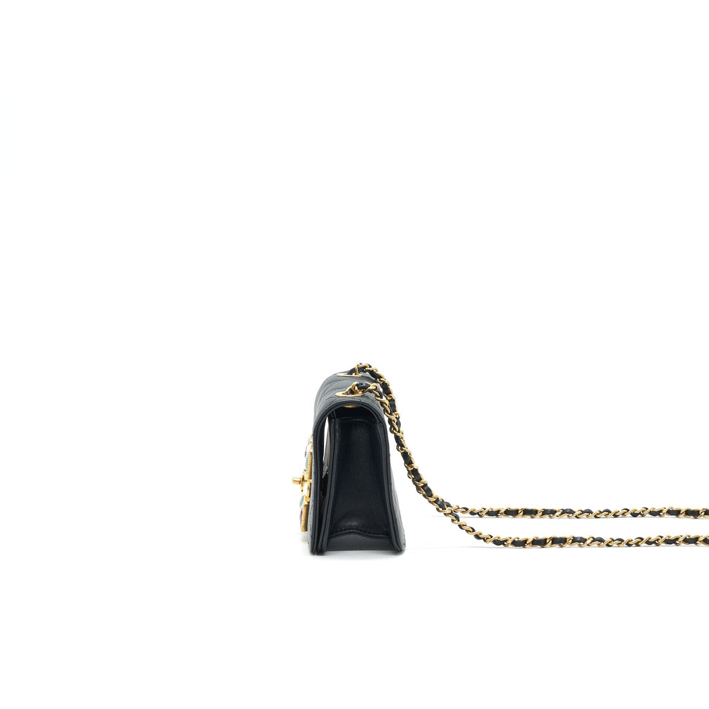 Chanel Small Flap Bag with Calfskin, Pearl , Resin Black GHW