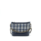 Chanel Small Gabrielle Hobo Bag Tweed Blue With Multi Colour Hardware