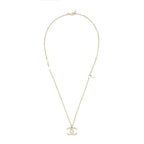 Chanel CC Logo And Pearl Necklace Light Gold Tone