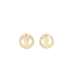 Chanel CC Logo Earring Light Gold Tone