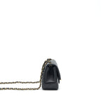 Chanel Mini Square Flap Bag Lambskin Black LGHW (Microchip)