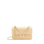 Chanel small classic double flap bag caviar beige GHW