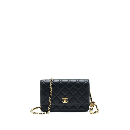 Chanel 22C Pearl Crush Wallet On Chain Black GHW (Microchip)