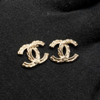 CHANEL 23B CC Logo with Crystal Earrings Light Gold Tone
