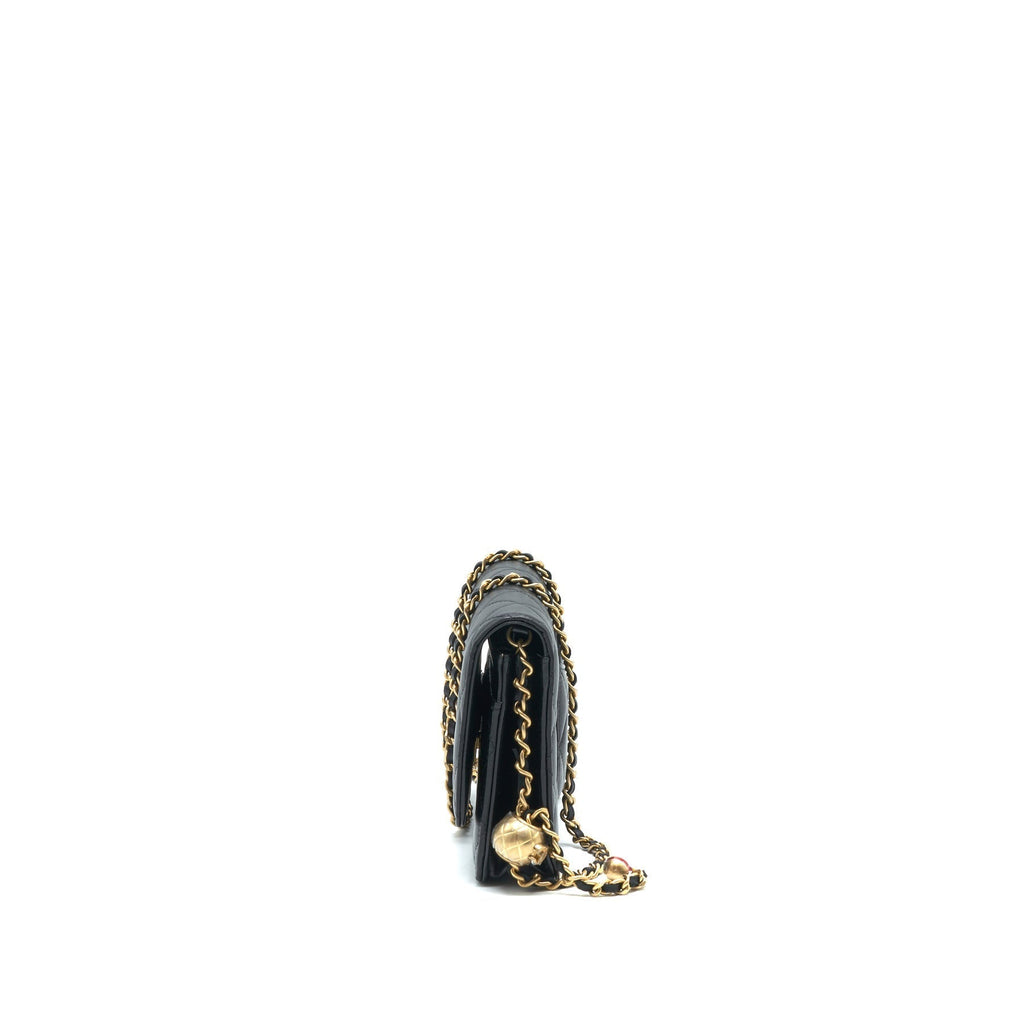 Chanel pearl crush wallet on chain Lambskin black GHW