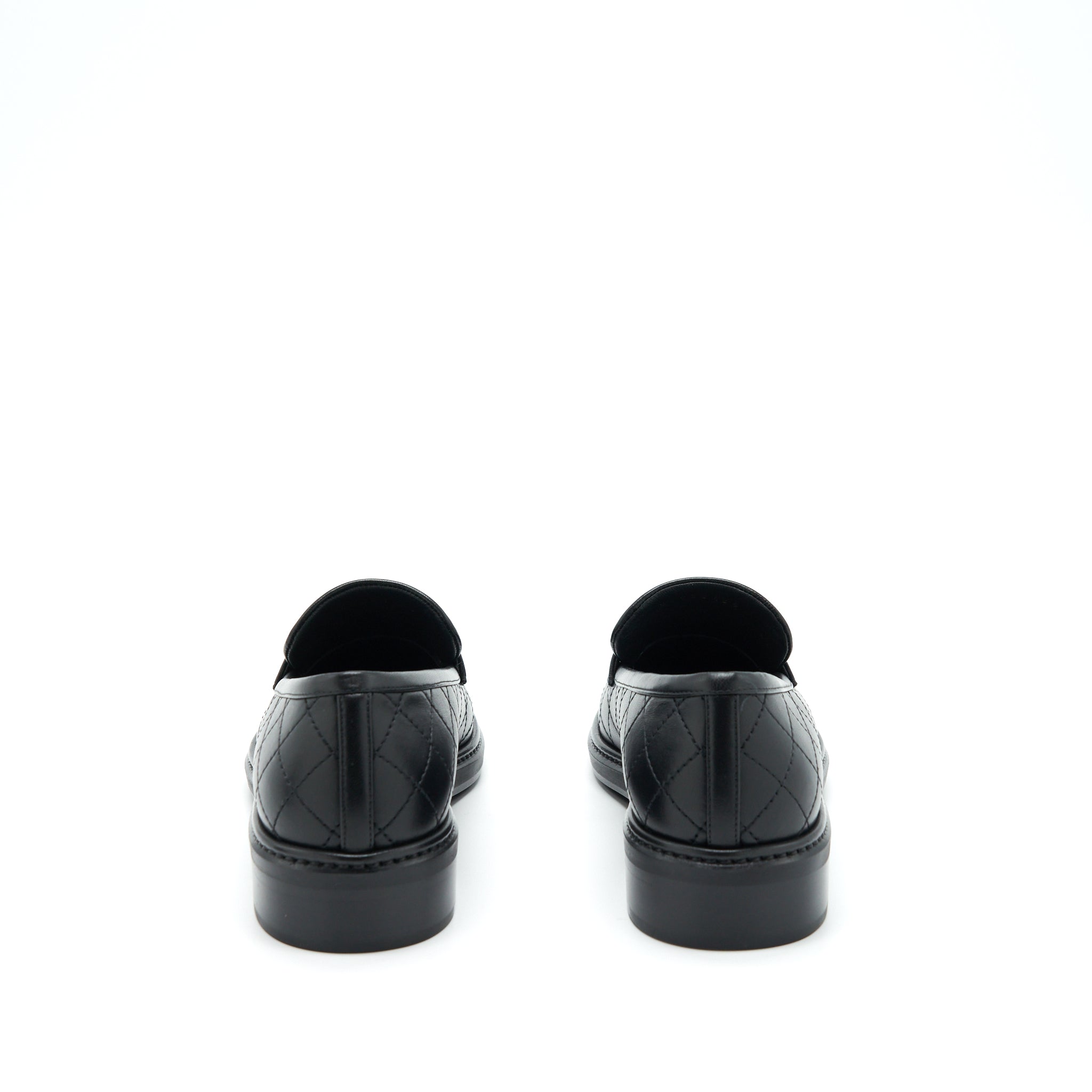 Chanel Size 37 Quilted Leather With CC Logo Loafer Black LGHW