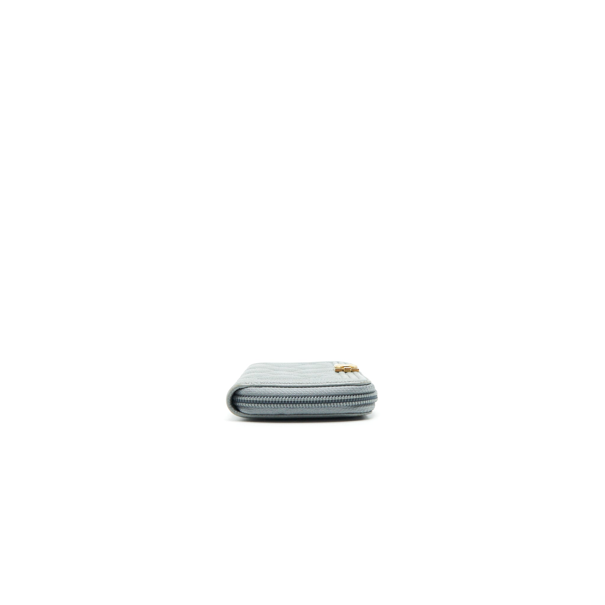 Chanel Caviar small Zip Wallet Grey GHW