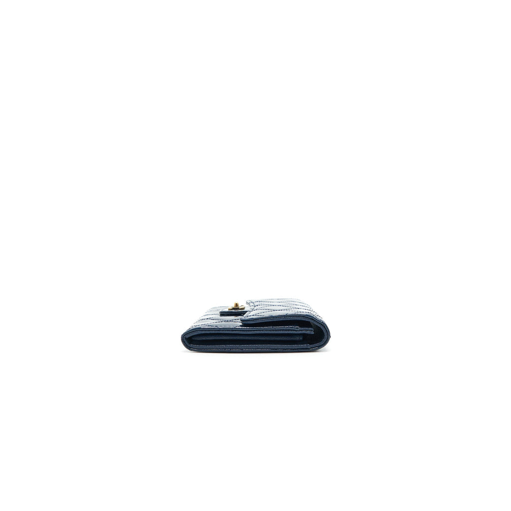 Chanel Patent Leather flap Wallet Navy