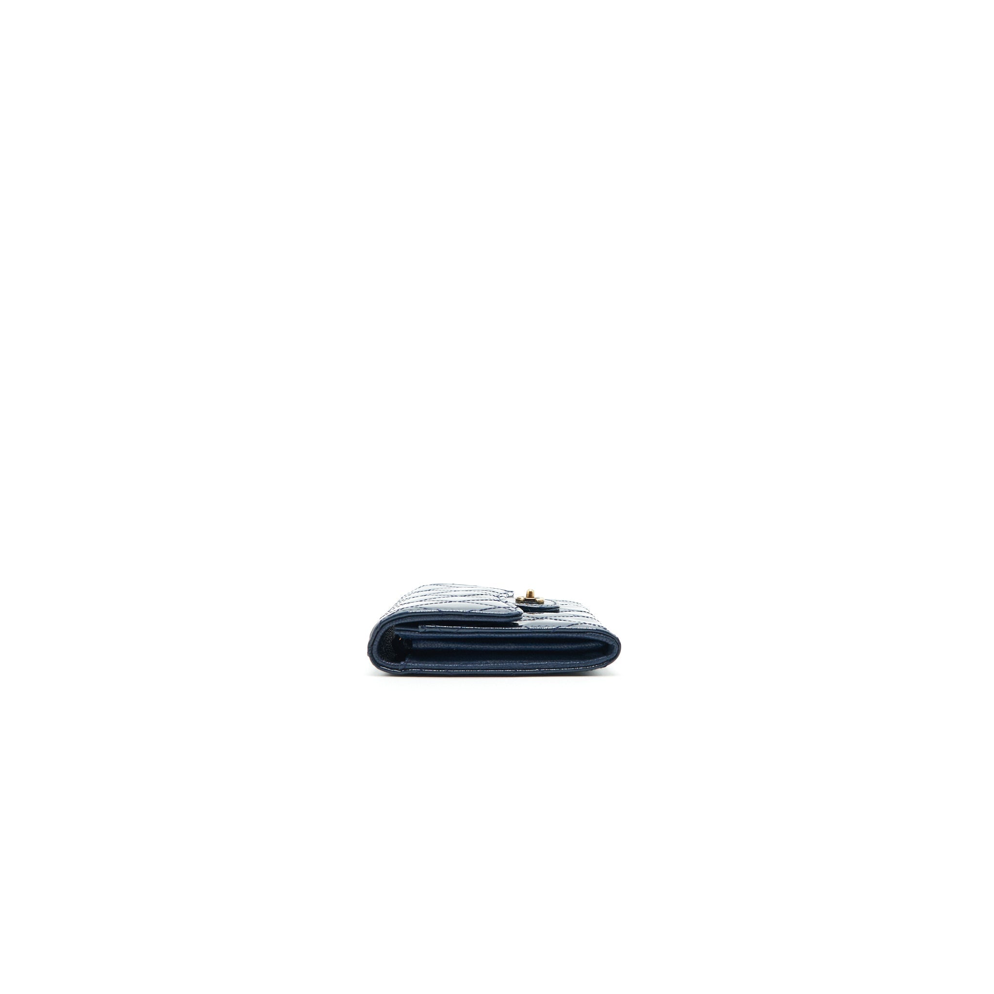 Chanel Patent Leather flap Wallet Navy