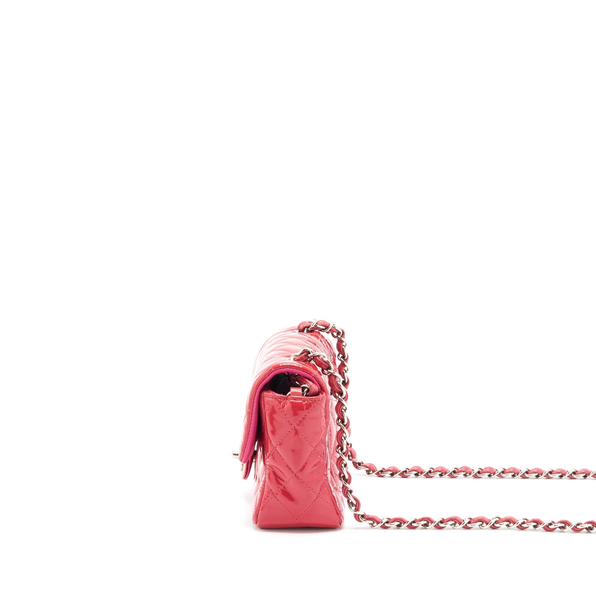 Chanel Mini Rectangular Flap Bag Patent Pink SHW