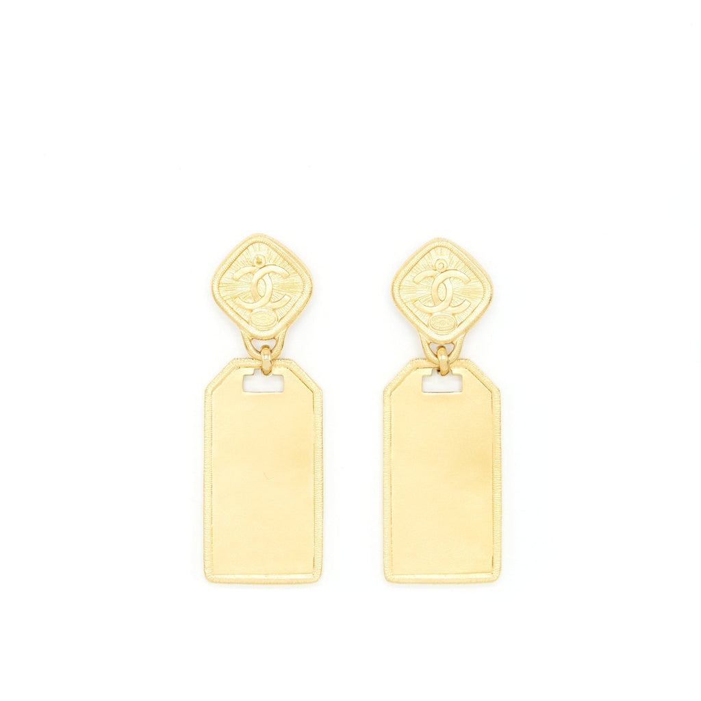 Chanel New Rue Cambon Gold With Pink Stone Drop Earrings