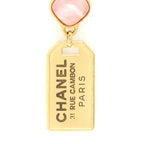 Chanel New Rue Cambon Gold With Pink Stone Drop Earrings