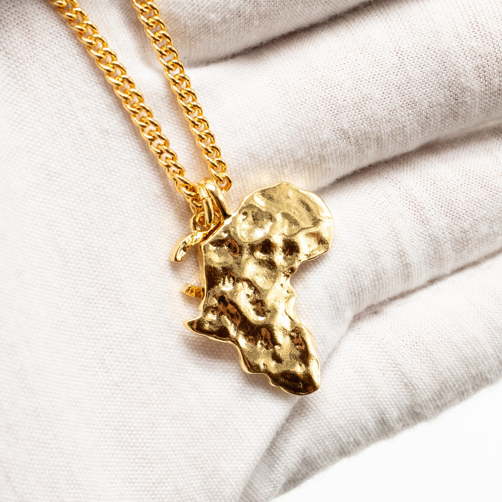 Chanel 23a Africa Map Necklace Faux Pearl/Strass Gold Tone