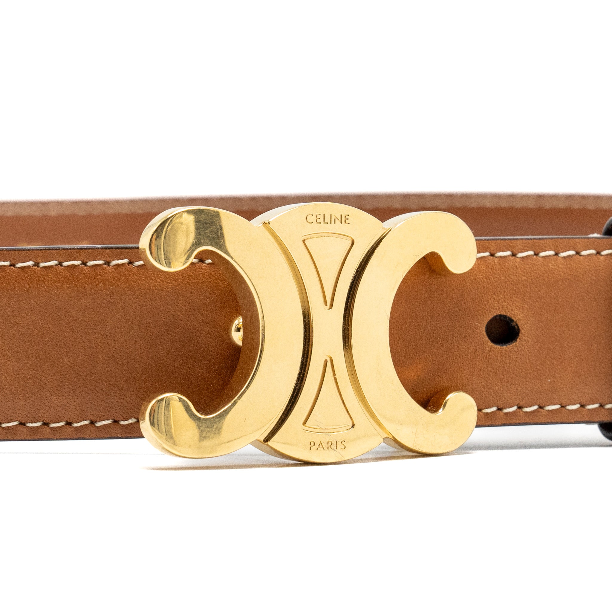 Celine size 80 SMALL TRIOMPHE BELT IN NATURAL CALFSKIN TAN
