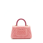 Chanel Small Coco Handle Chevron Calfskin With Lizard Handle Pink GHW