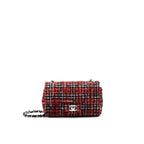 CHANEL SMALL RECTANGULAR RED BLACK TWEED IN SHW