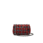 CHANEL SMALL RECTANGULAR RED BLACK TWEED IN SHW