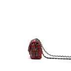 CHANEL SMALL RECTANGULAR RED BLACK TWEED IN SHW