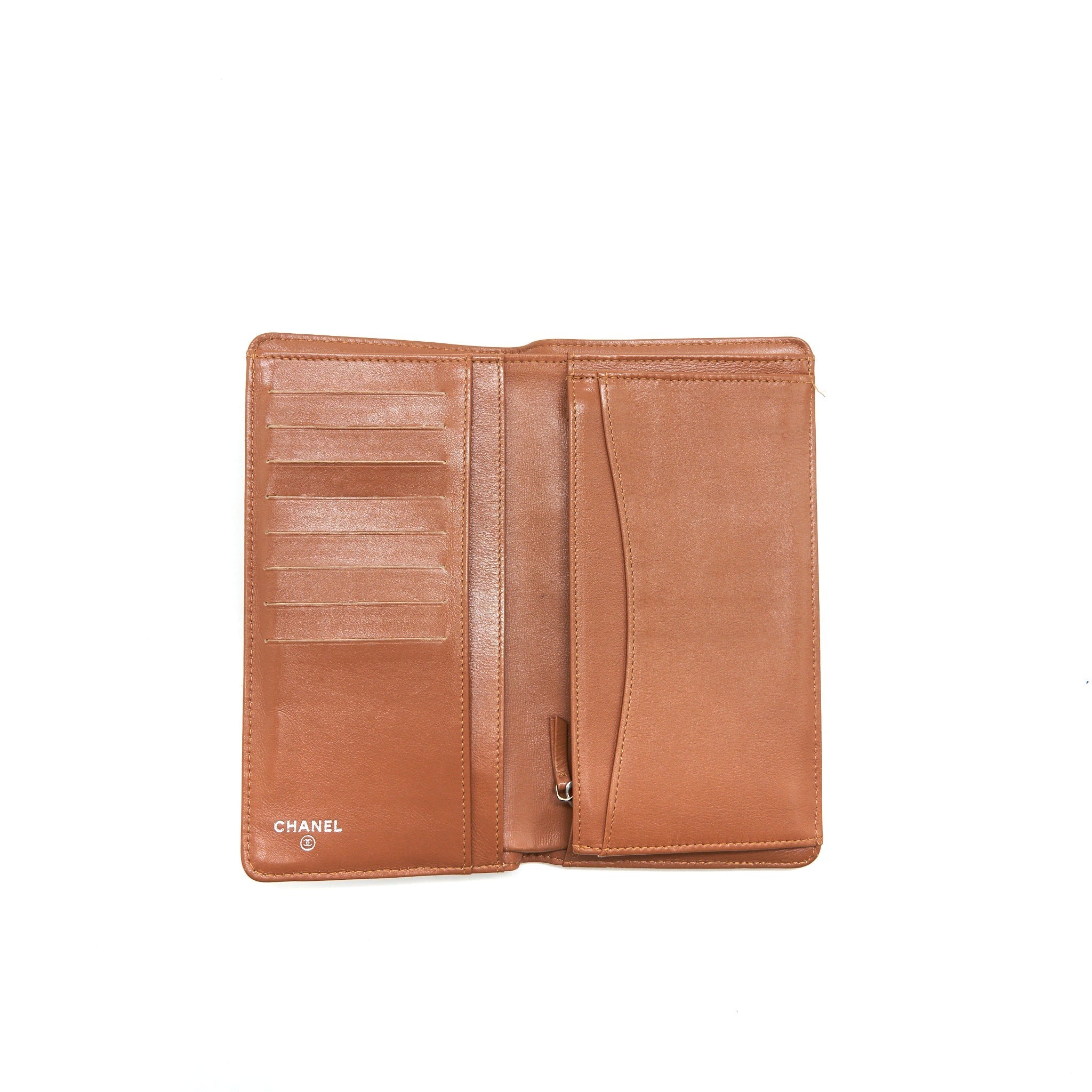 Chanel caviar fold long wallet dark beige