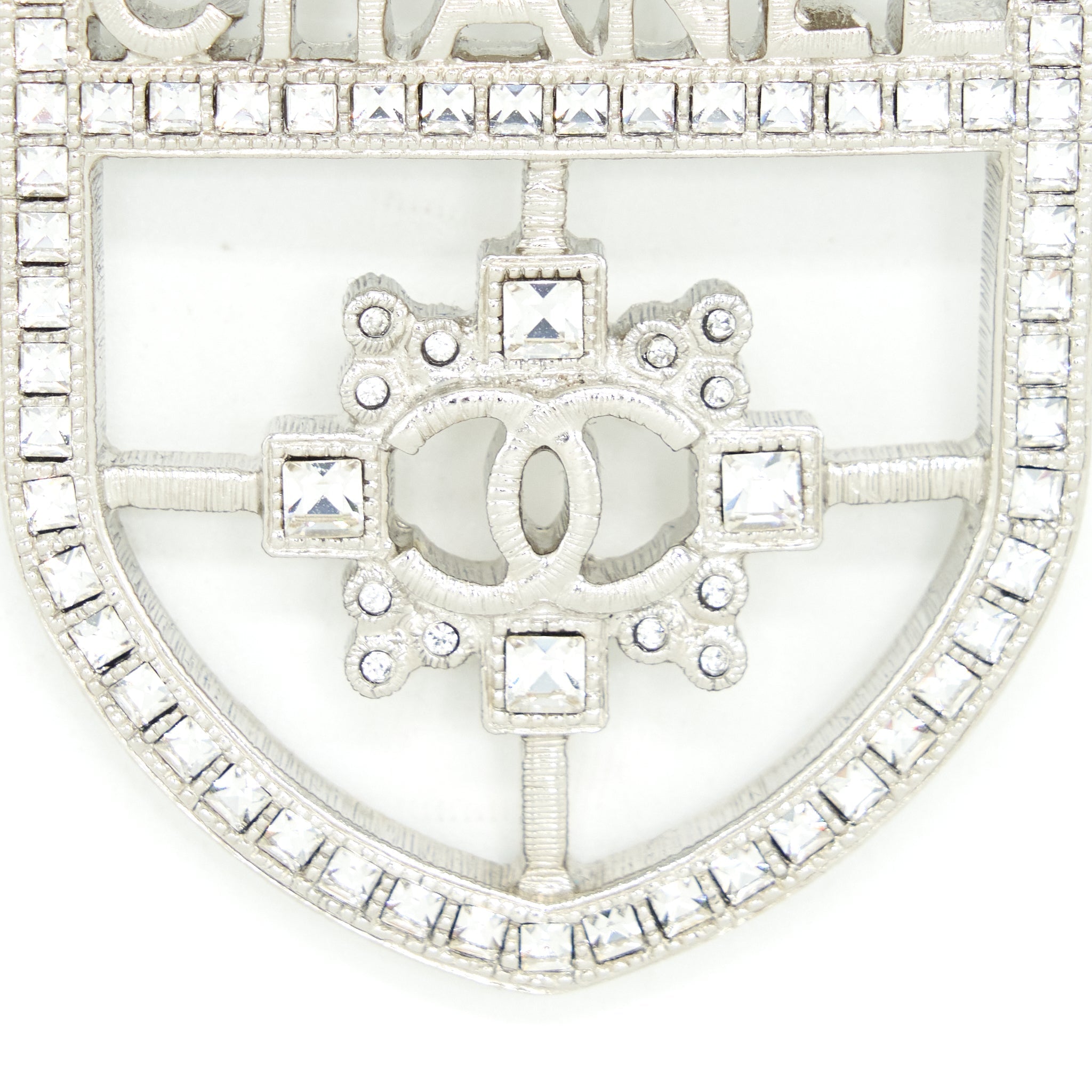 Chanel Shield Brooch With Crystals SHW